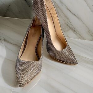Carlos Santana Gold & Silver Sparkle Pointed Heels with Leather Outsole